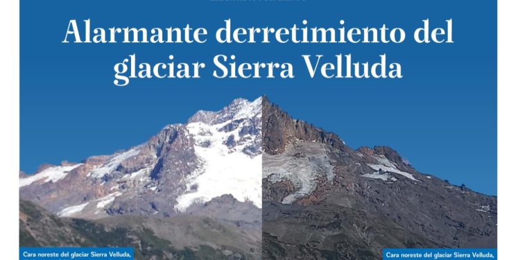 Alarmante derretimiento del glaciar Sierra Velluda